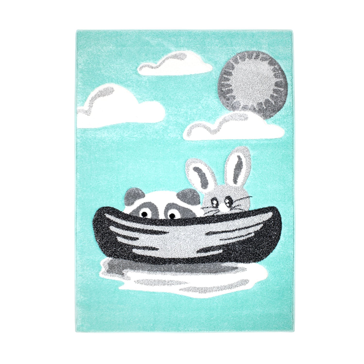 Kindertapijt Omid Rivierbootje Munt Vloerkleed - Omid Carpets
