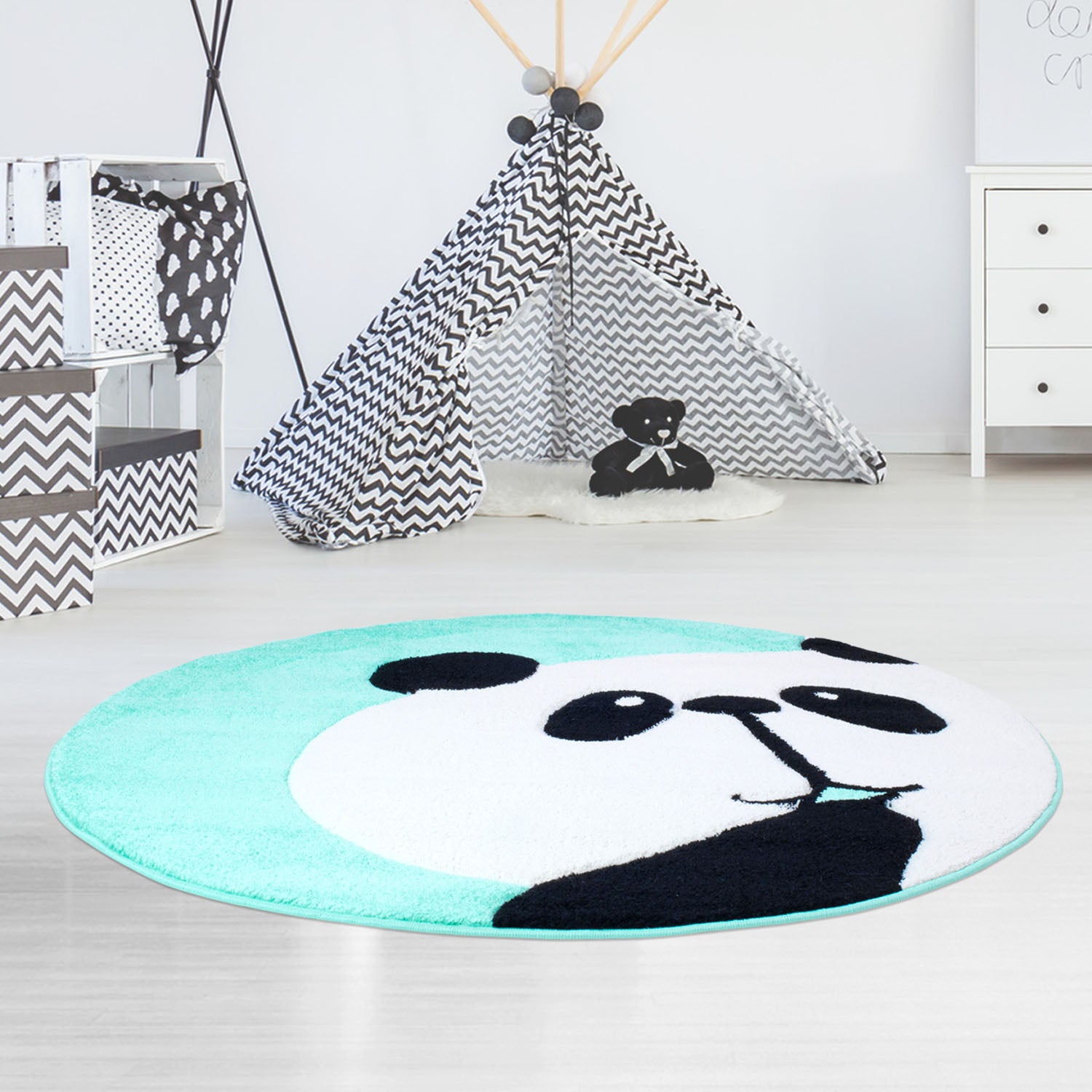Kindertapijt Omid Panda Munt Vloerkleed - Omid Carpets