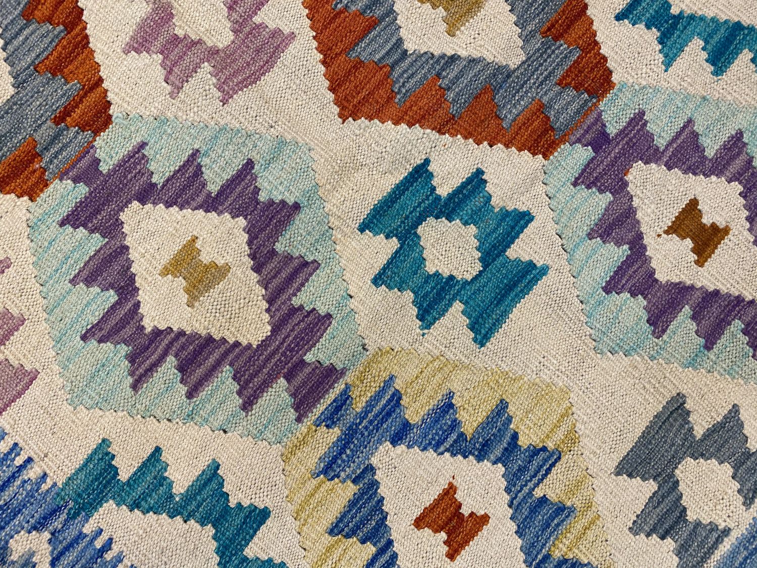 Kleurrijk Tapijt Laagpolig Handgeweven Wollen Vloerkleed - Omid Afghan Kelim Loper 296x86cm