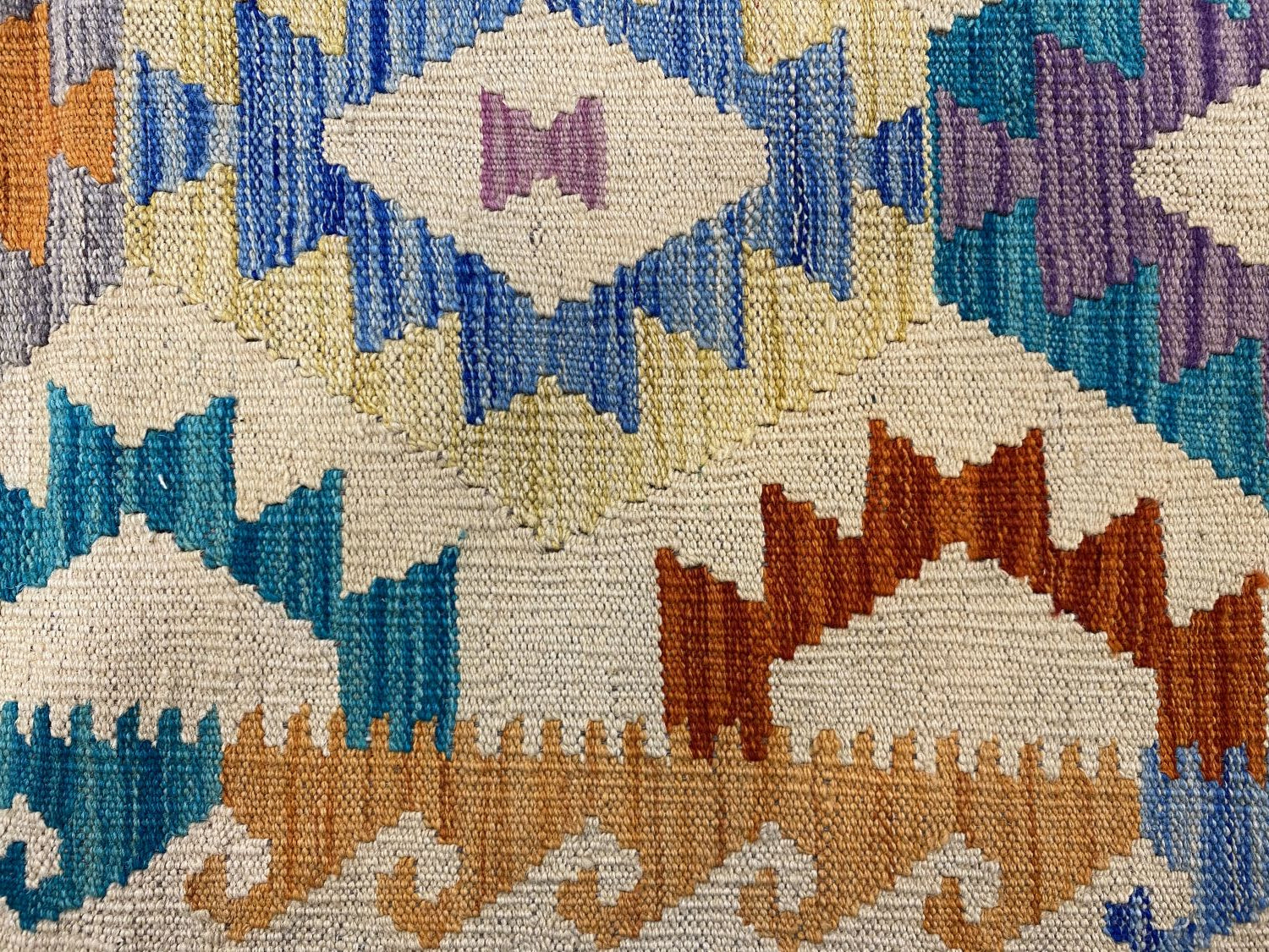 Kleurrijk Tapijt Laagpolig Handgeweven Wollen Vloerkleed - Omid Afghan Kelim Loper 296x86cm