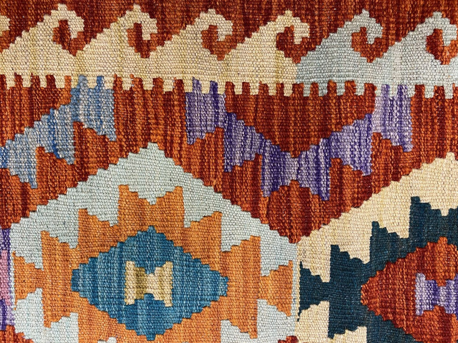 Kleurrijk Tapijt Laagpolig Handgeweven Wollen Vloerkleed - Omid Afghan Kelim Loper 297x89cm - Omid Carpets