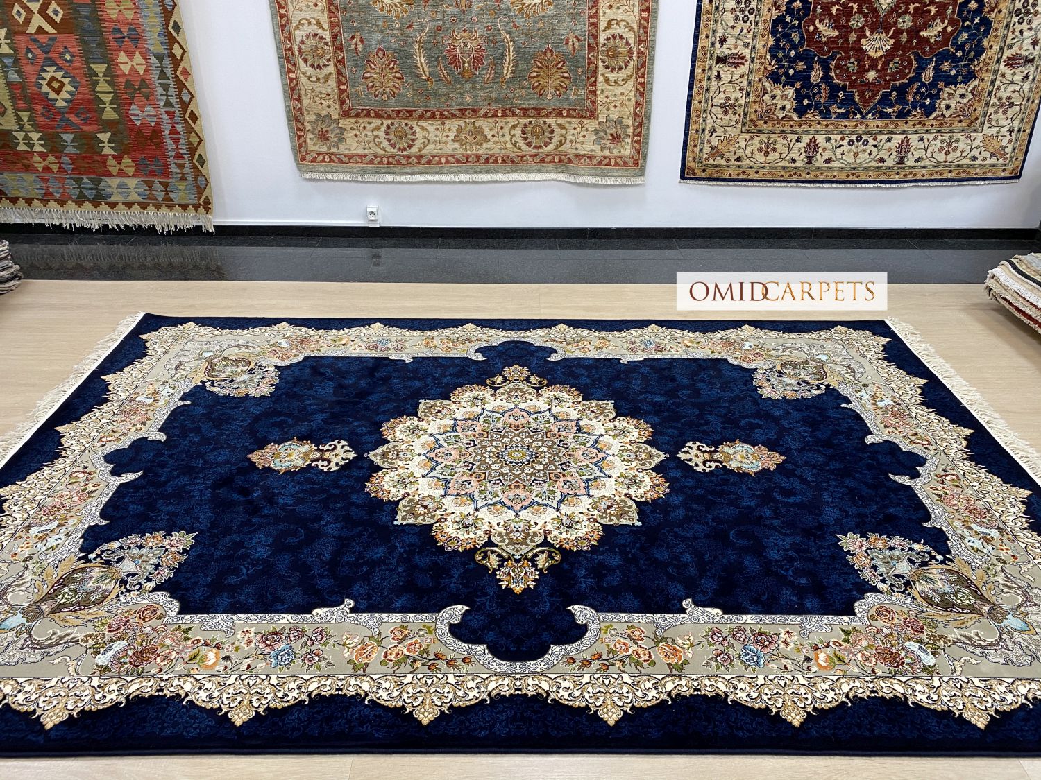 قالین 700 شانه * Blauw Tapijt Laagpolig Klassiek Vloerkleed - Omid Premium Classic - 1,5 Miljoen punten/m²