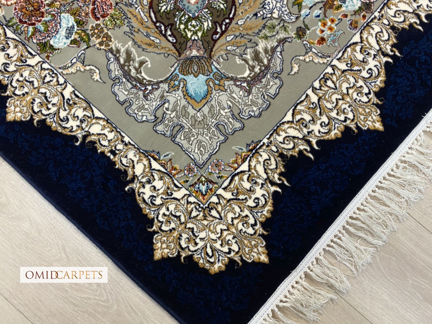 قالین 700 شانه * Blauw Tapijt Laagpolig Klassiek Vloerkleed - Omid Premium Classic - 1,5 Miljoen punten/m²