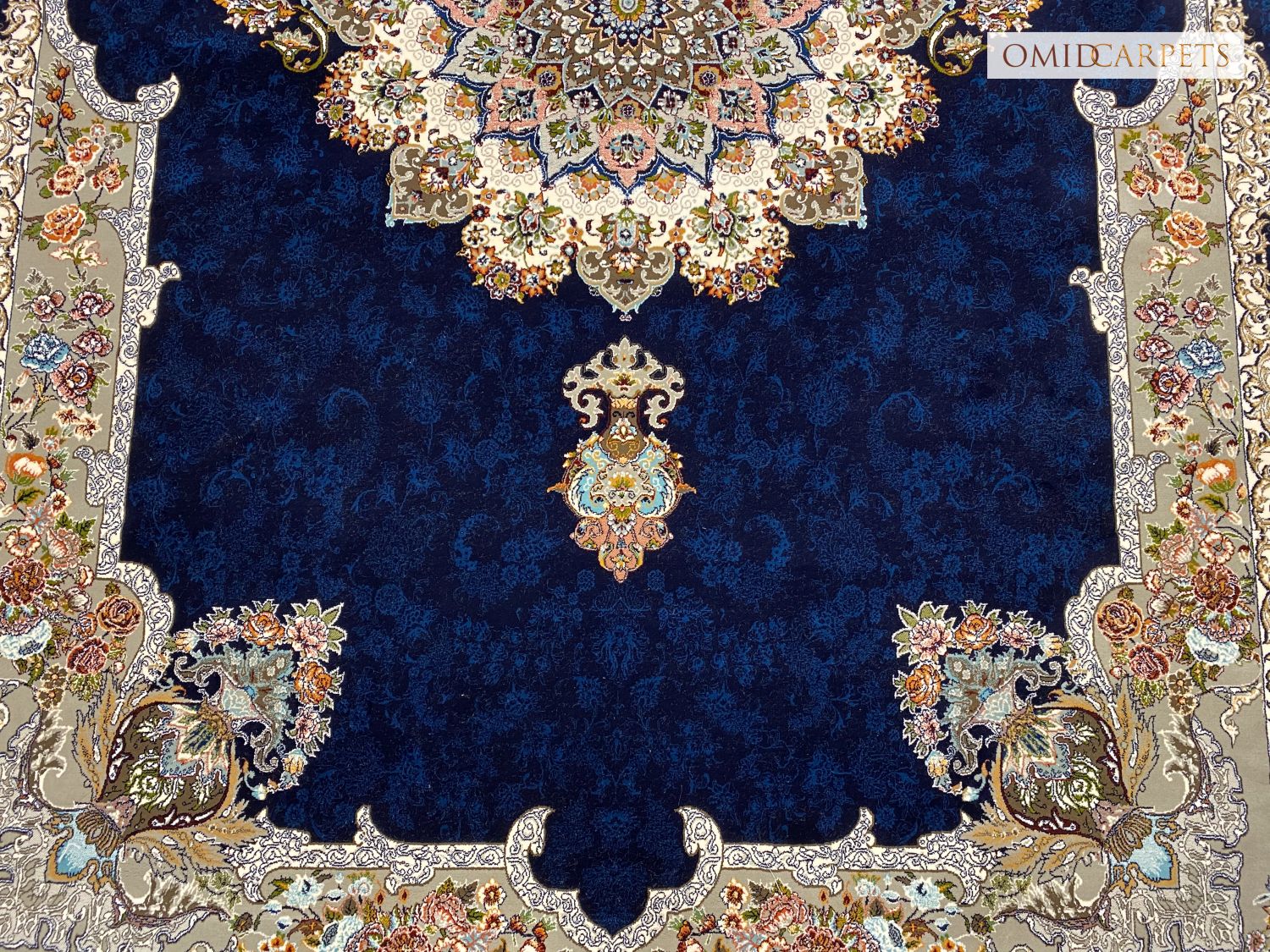 قالین 700 شانه * Blauw Tapijt Laagpolig Klassiek Vloerkleed - Omid Premium Classic - 1,5 Miljoen punten/m²