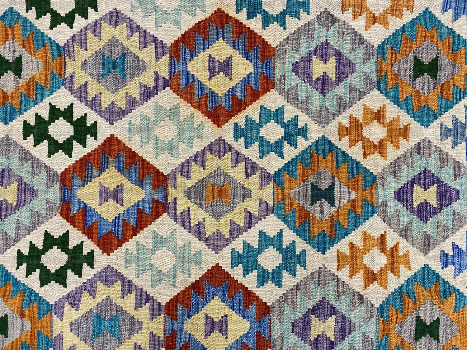 Kleurrijk Tapijt Laagpolig Handgeweven Wollen Vloerkleed - Omid Afghan Kelim 235x179cm