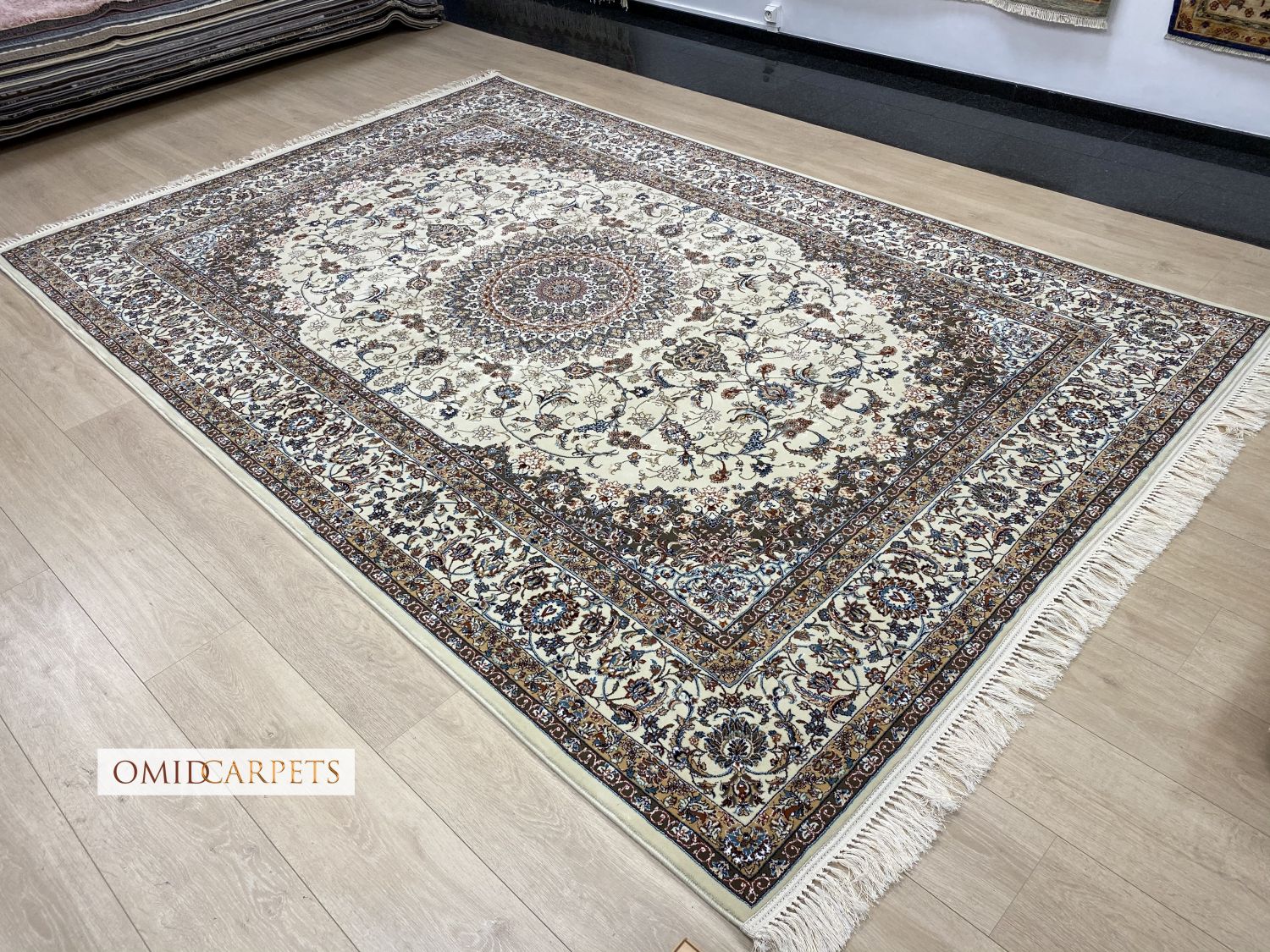 قالین 700 شانه * Crème Tapijt Laagpolig Klassiek Vloerkleed - Omid Premium Classic - 1,5 Miljoen punten/m²