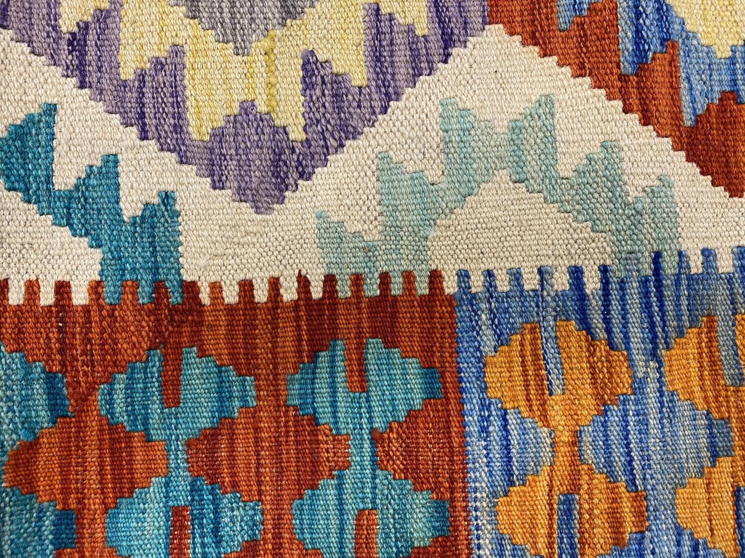 Kleurrijk Tapijt Laagpolig Handgeweven Wollen Vloerkleed - Omid Afghan Kelim 235x179cm