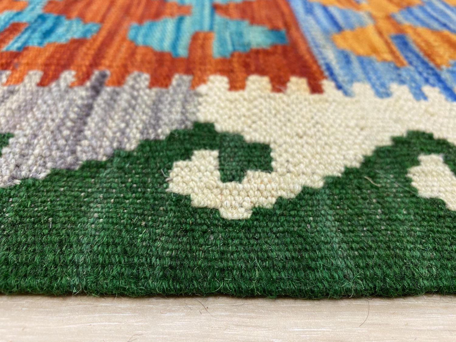 Kleurrijk Tapijt Laagpolig Handgeweven Wollen Vloerkleed - Omid Afghan Kelim 235x179cm