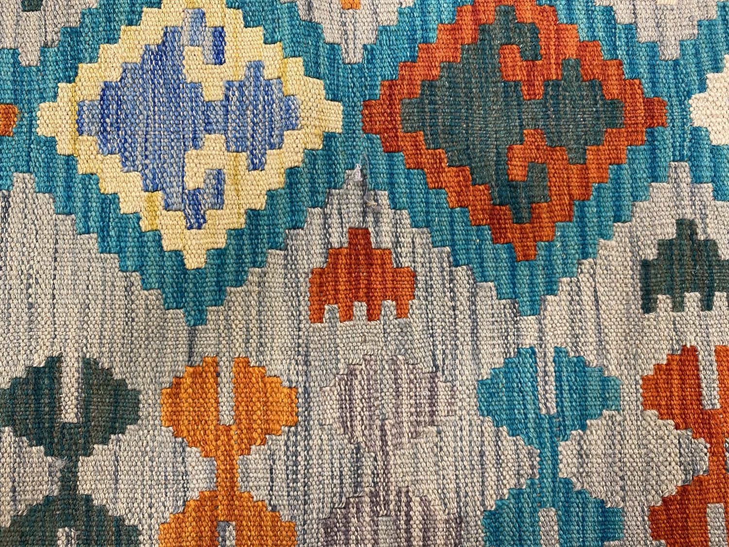 Kleurrijk Tapijt Laagpolig Handgeweven Wollen Vloerkleed - Omid Afghan Kelim 242x176cm