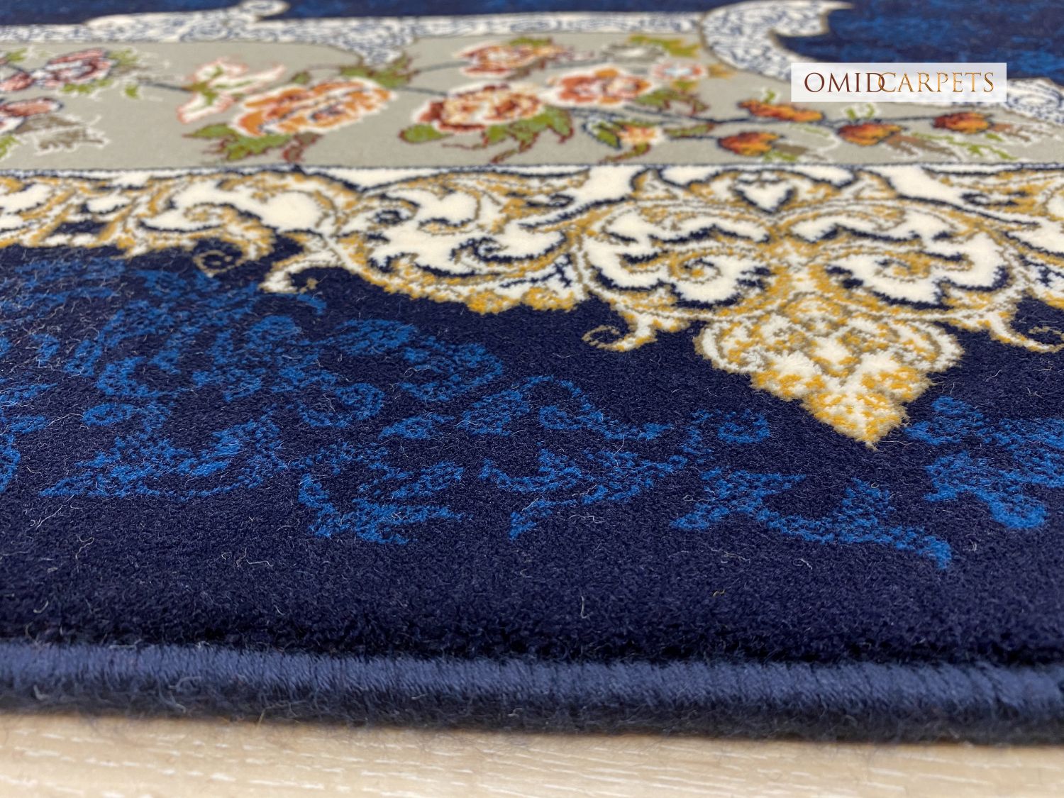 Blauw Tapijt Laagpolig Klassiek Vloerkleed - Omid Premium Classic - 1,5 Miljoen punten/m²