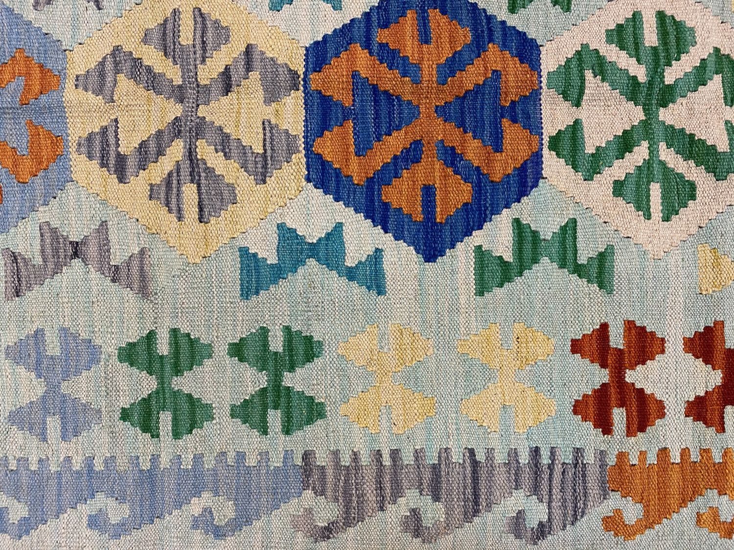 Kleurrijk Tapijt Laagpolig Handgeweven Wollen Vloerkleed - Omid Afghan Kelim Loper 297x81cm - Omid Carpets
