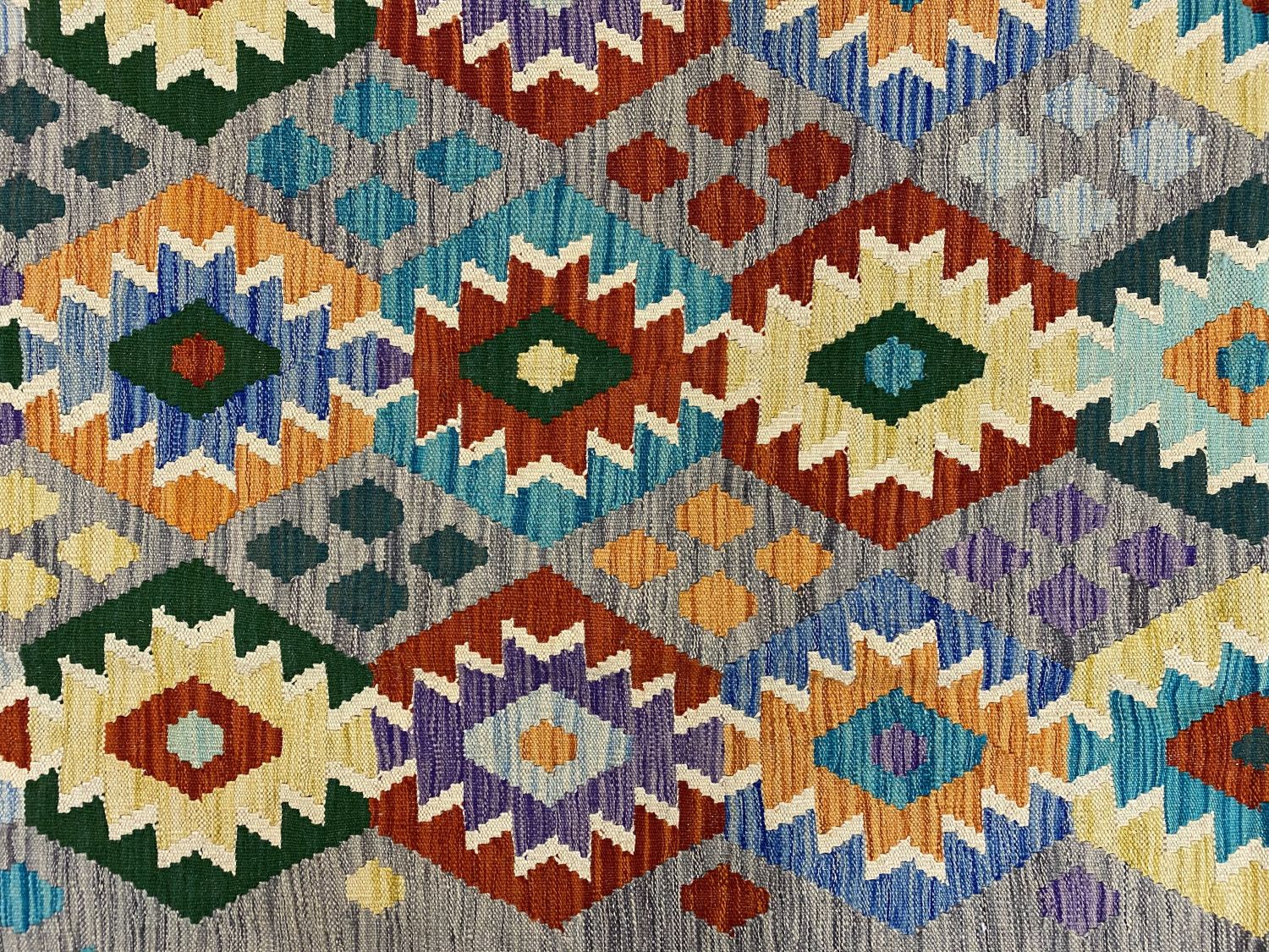 Kleurrijk Tapijt Laagpolig Handgeweven Wollen Vloerkleed - Omid Afghan Kelim 240x175cm