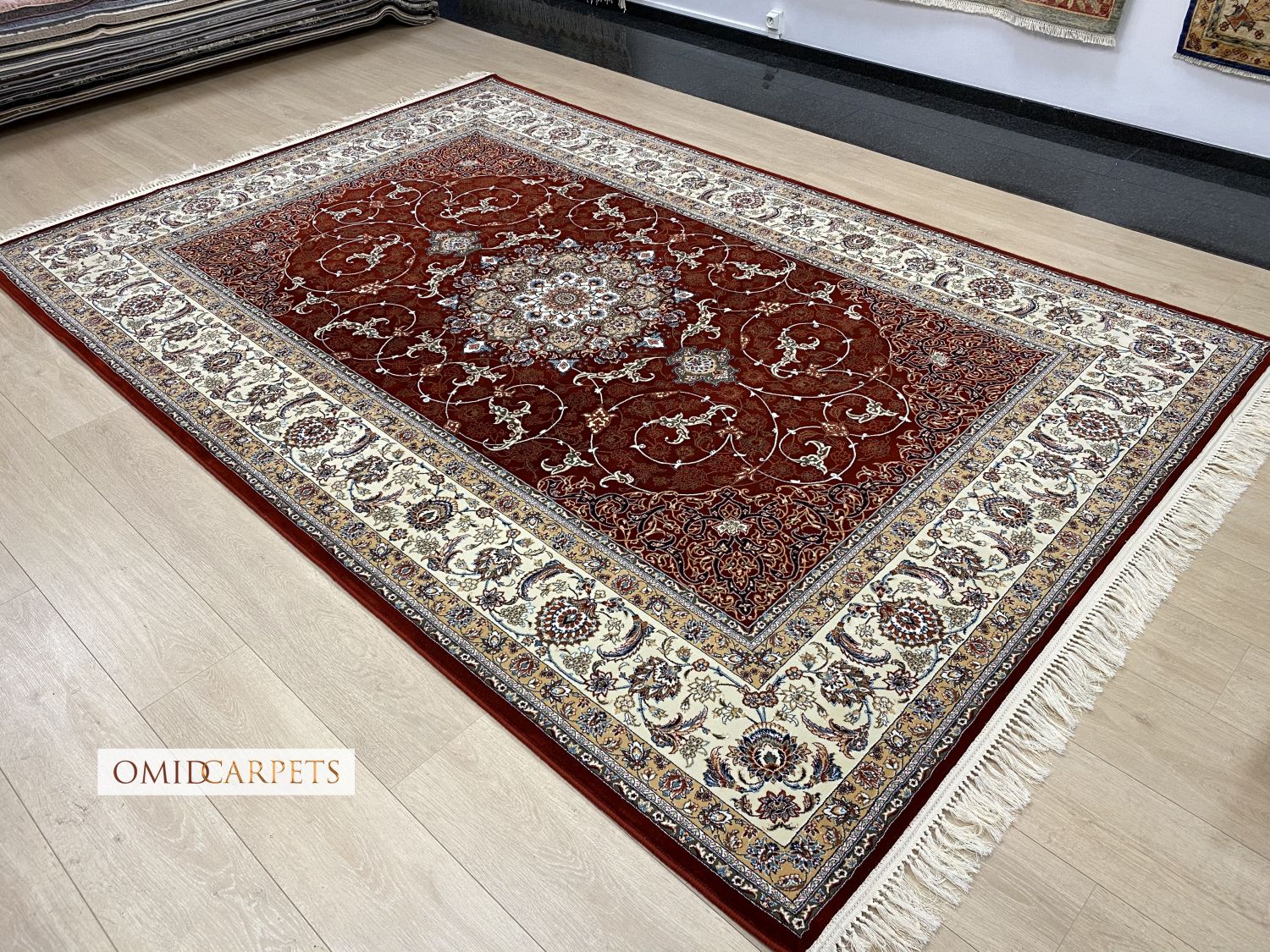 Rood Tapijt Laagpolig Klassiek Vloerkleed - Omid Premium Classic - 1,5 Miljoen punten/m²