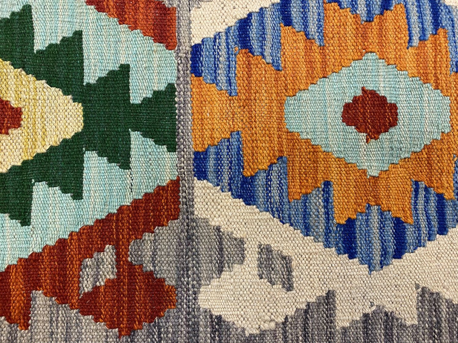 Kleurrijk Tapijt Laagpolig Handgeweven Wollen Vloerkleed - Omid Afghan Kelim 240x175cm