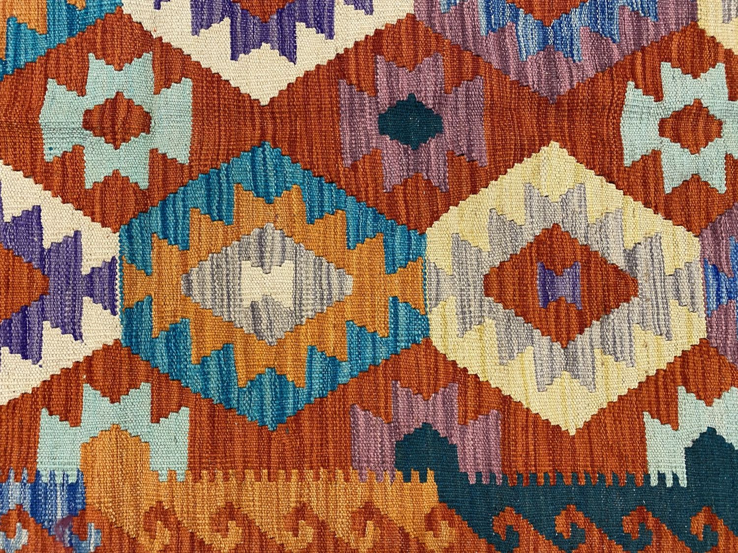 Kleurrijk Tapijt Laagpolig Handgeweven Wollen Vloerkleed - Omid Afghan Kelim Loper 298x86cm