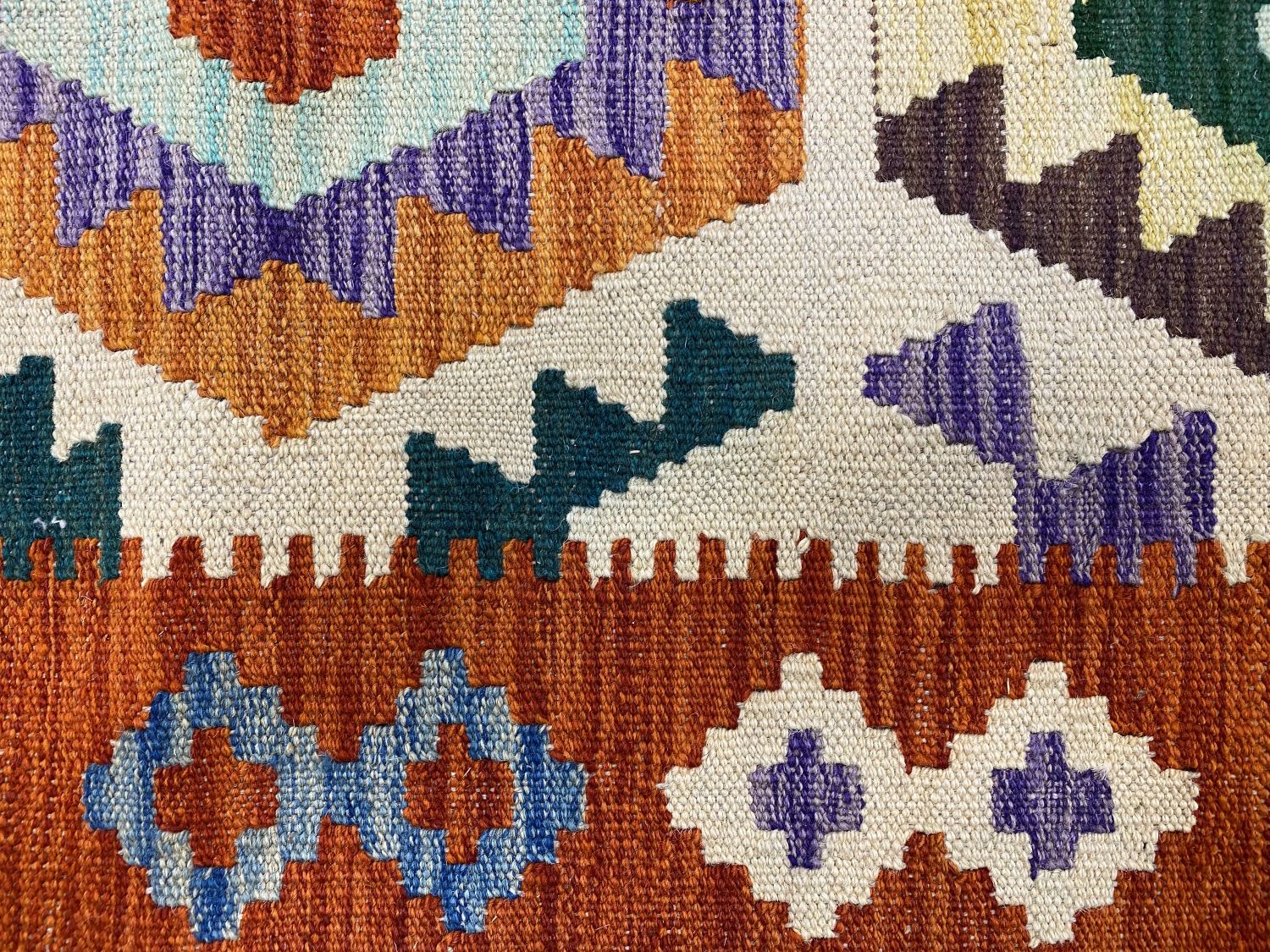 Kleurrijk Tapijt Laagpolig Handgeweven Wollen Vloerkleed - Omid Afghan Kelim 259x190cm