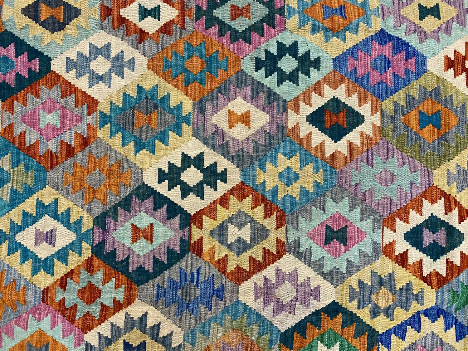 Kleurrijk Tapijt Laagpolig Handgeweven Wollen Vloerkleed - Omid Afghan Kelim 298x202cm