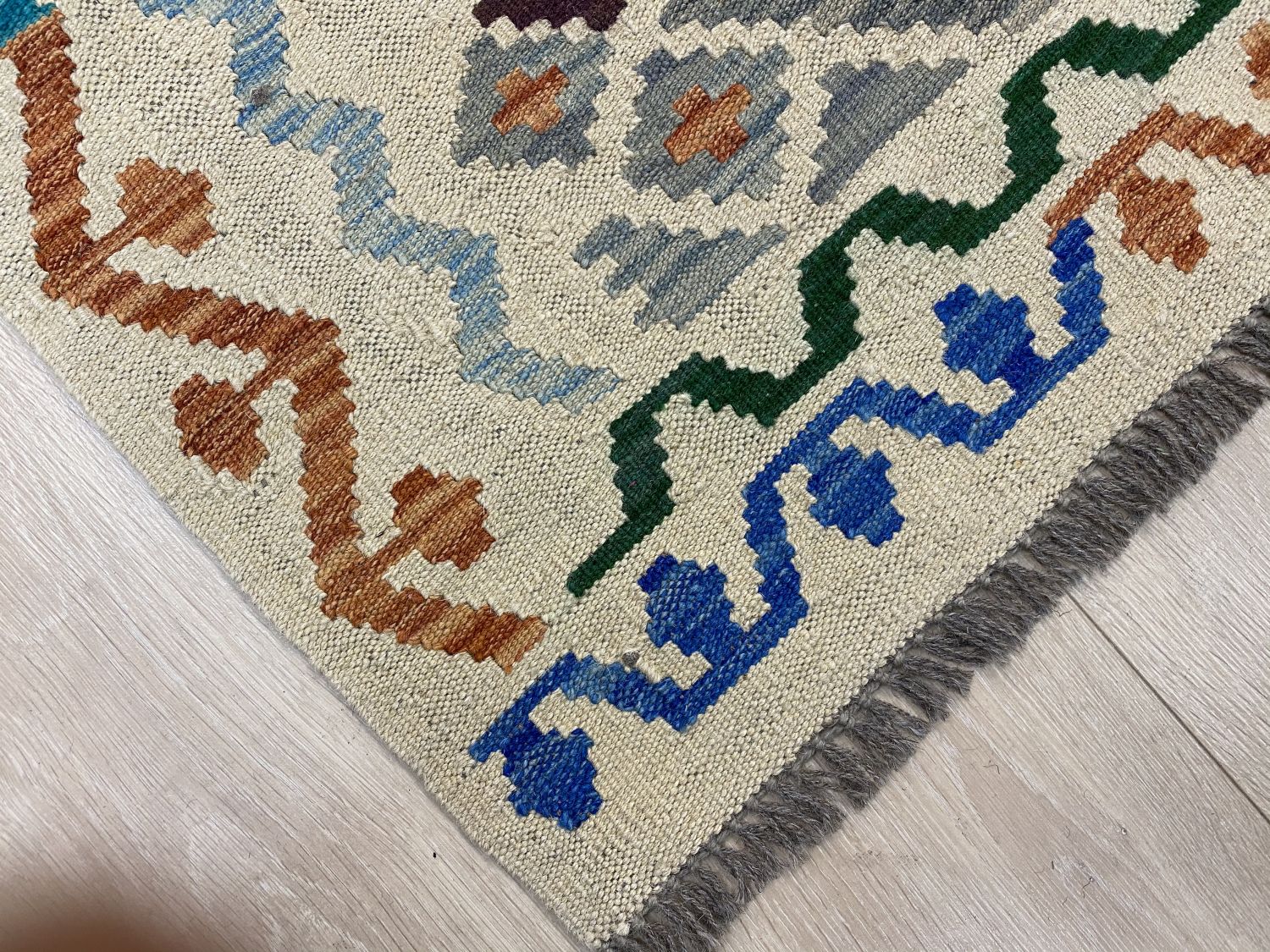 Kleurrijk Tapijt Laagpolig Handgeweven Wollen Vloerkleed - Omid Afghan Kelim 292x205cm