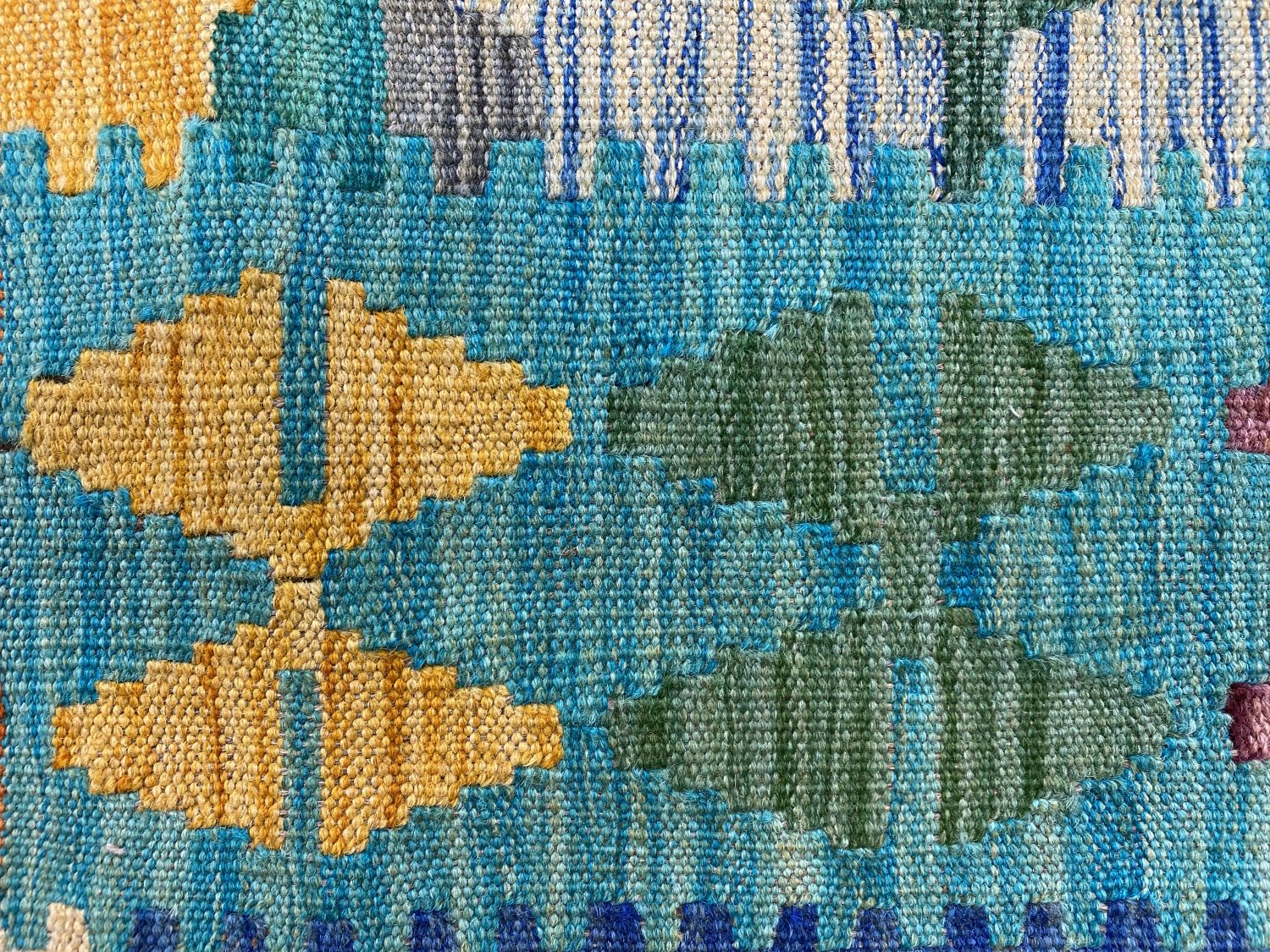 Kleurrijk Tapijt Laagpolig Handgeweven Wollen Vloerkleed - Omid Afghan Kelim 301x200cm - Omid Carpets