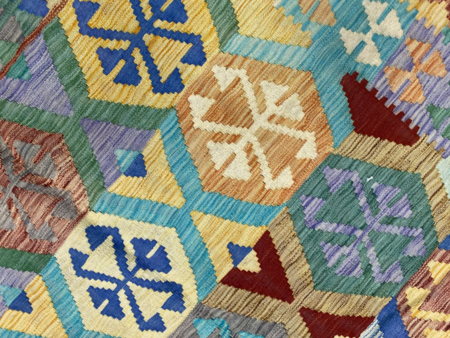 Kleurrijk Tapijt Laagpolig Handgeweven Wollen Vloerkleed - Omid Afghan Kelim 295x194cm