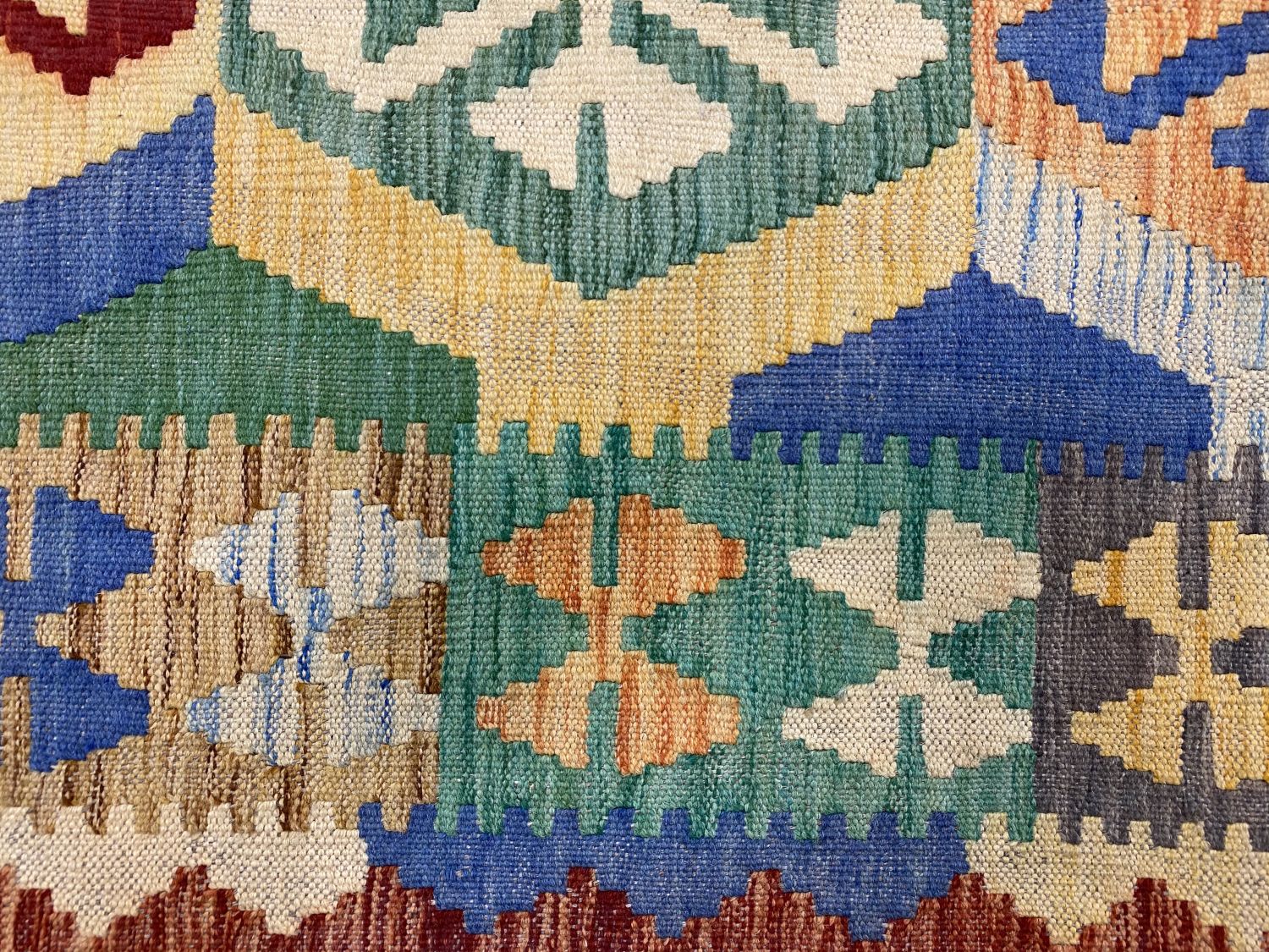 Kleurrijk Tapijt Laagpolig Handgeweven Wollen Vloerkleed - Omid Afghan Kelim 295x194cm