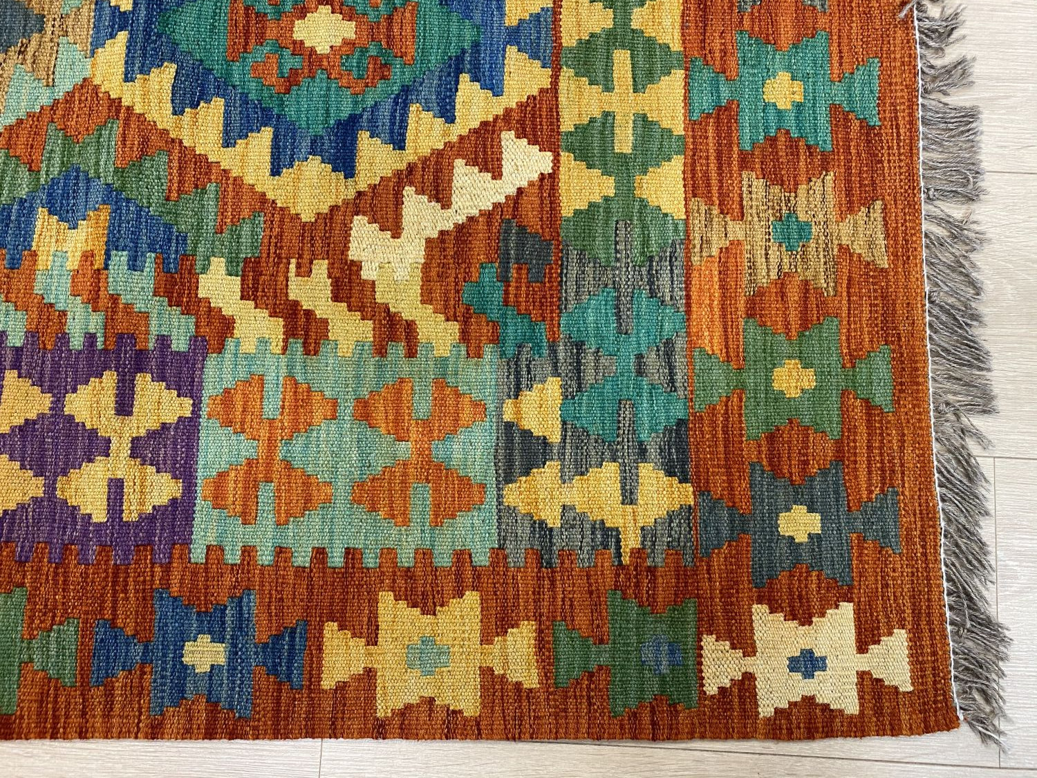 Kleurrijk Tapijt Laagpolig Handgeweven Wollen Vloerkleed - Omid Afghan Kelim 295x209cm