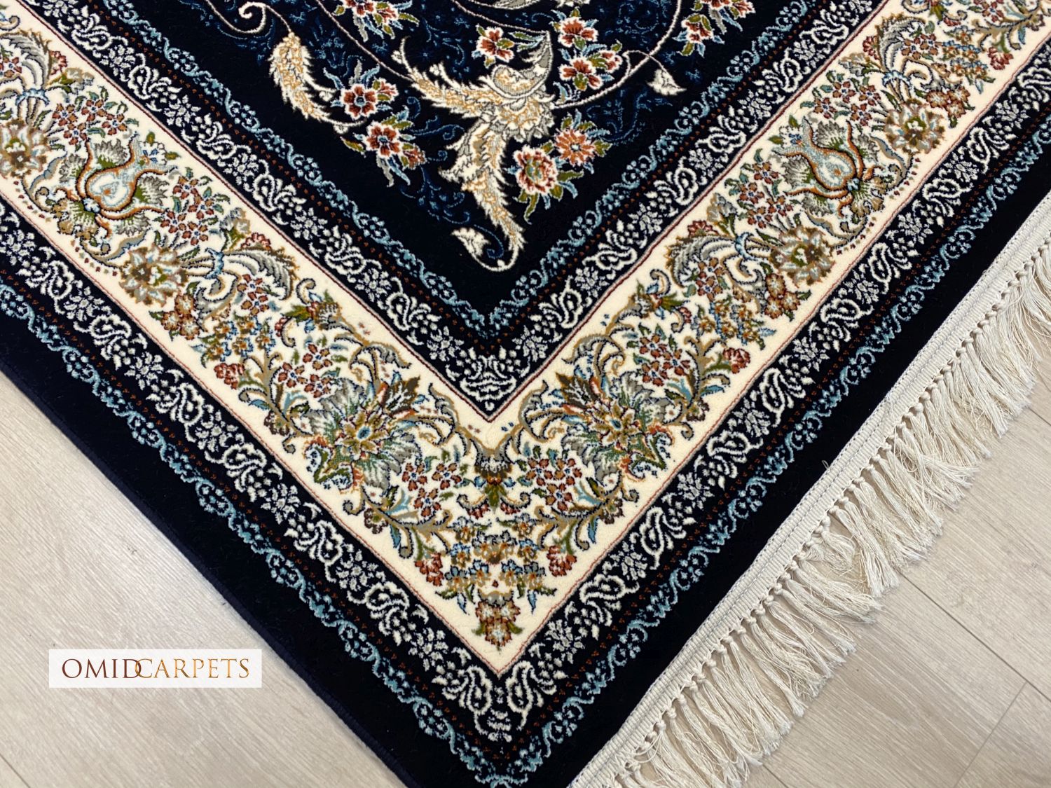 Blauw Tapijt Laagpolig Klassiek Vloerkleed - Omid Premium Classic - 1,5 Miljoen punten/m²