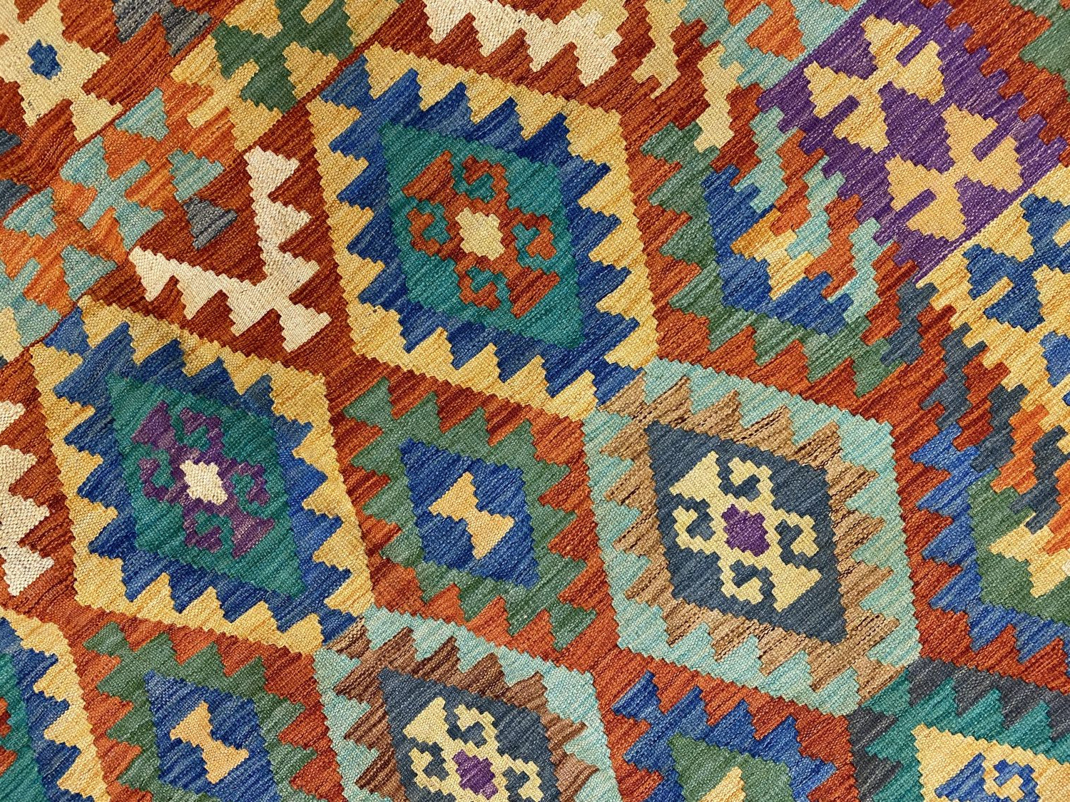 Kleurrijk Tapijt Laagpolig Handgeweven Wollen Vloerkleed - Omid Afghan Kelim 295x209cm