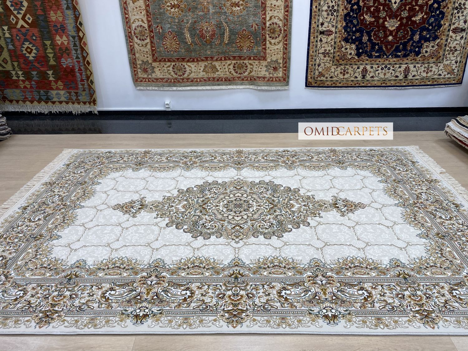 قالین 700 شانه * Crème Tapijt Laagpolig Klassiek Vloerkleed - Omid Premium Classic - 1,5 Miljoen punten/m²