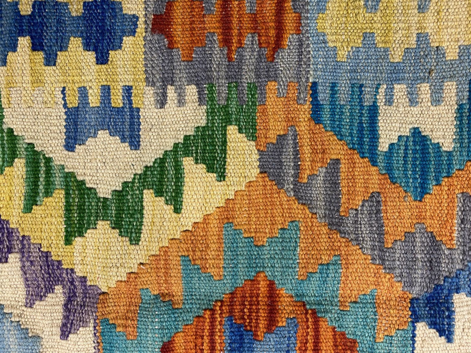 Kleurrijk Tapijt Laagpolig Handgeweven Wollen Vloerkleed - Omid Afghan Kelim 154x103cm