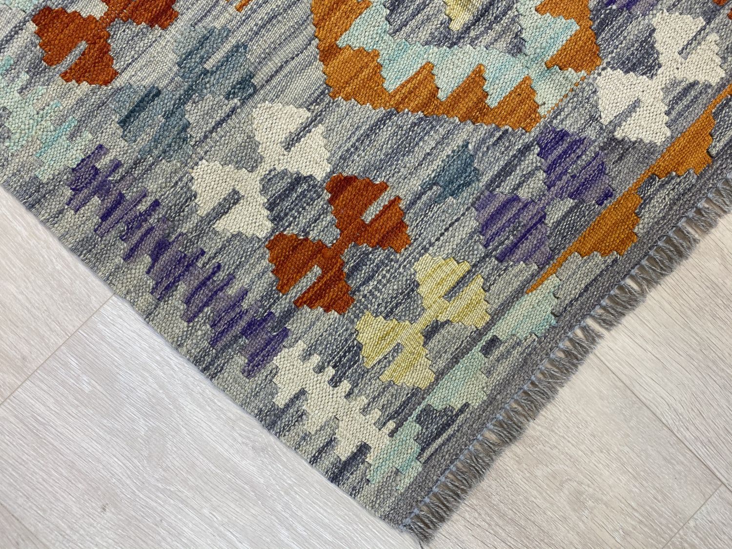 Kleurrijk Tapijt Laagpolig Handgeweven Wollen Vloerkleed - Omid Afghan Kelim 151x104cm