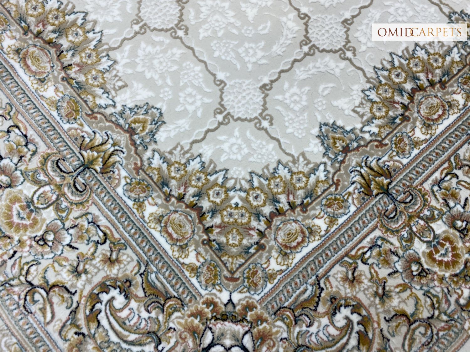 قالین 700 شانه * Crème Tapijt Laagpolig Klassiek Vloerkleed - Omid Premium Classic - 1,5 Miljoen punten/m²