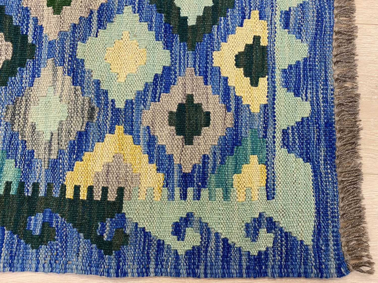 Kleurrijk Tapijt Laagpolig Handgeweven Wollen Vloerkleed - Omid Afghan Kelim 148x104cm