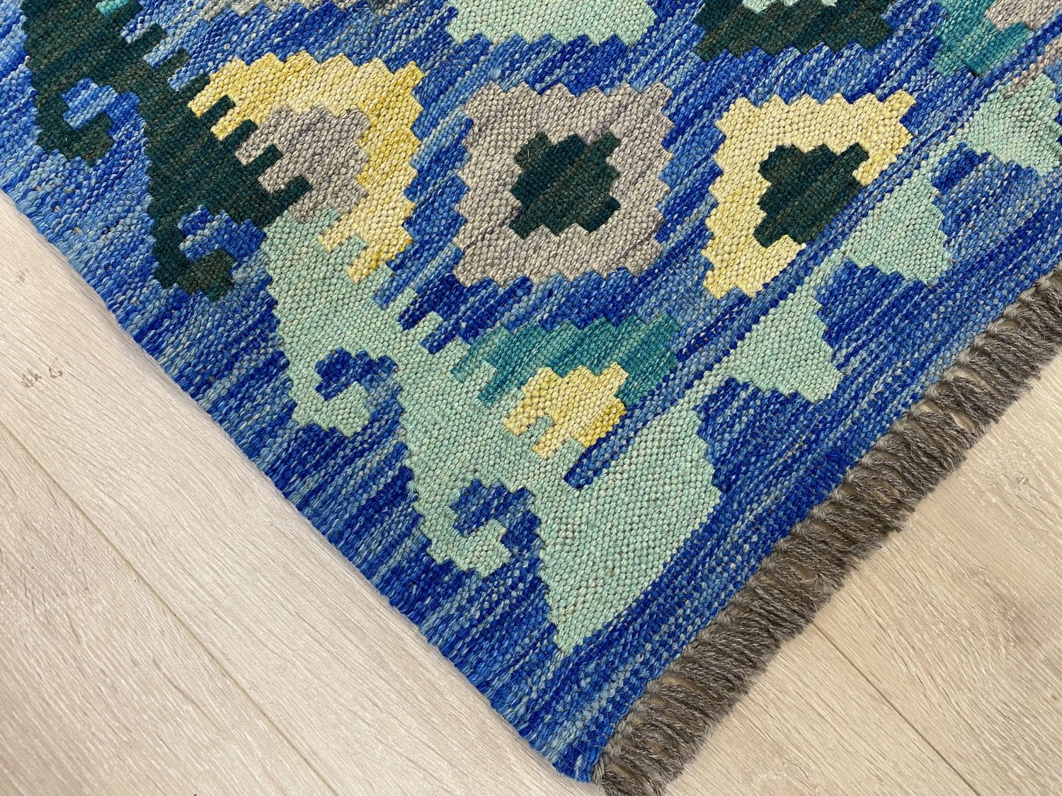 Kleurrijk Tapijt Laagpolig Handgeweven Wollen Vloerkleed - Omid Afghan Kelim 148x104cm