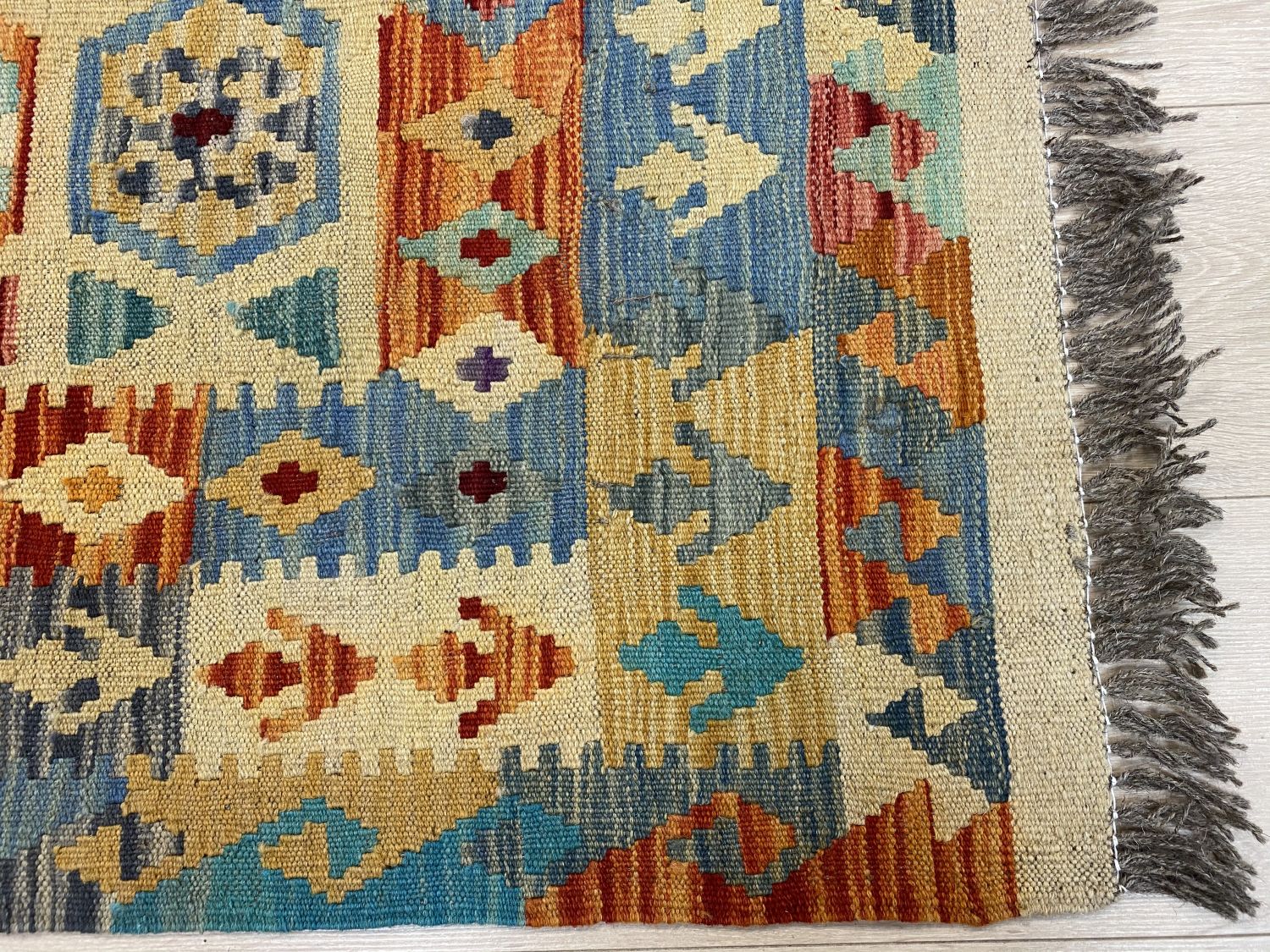 Kleurrijk Tapijt Laagpolig Handgeweven Wollen Vloerkleed - Omid Afghan Kelim 288x184cm