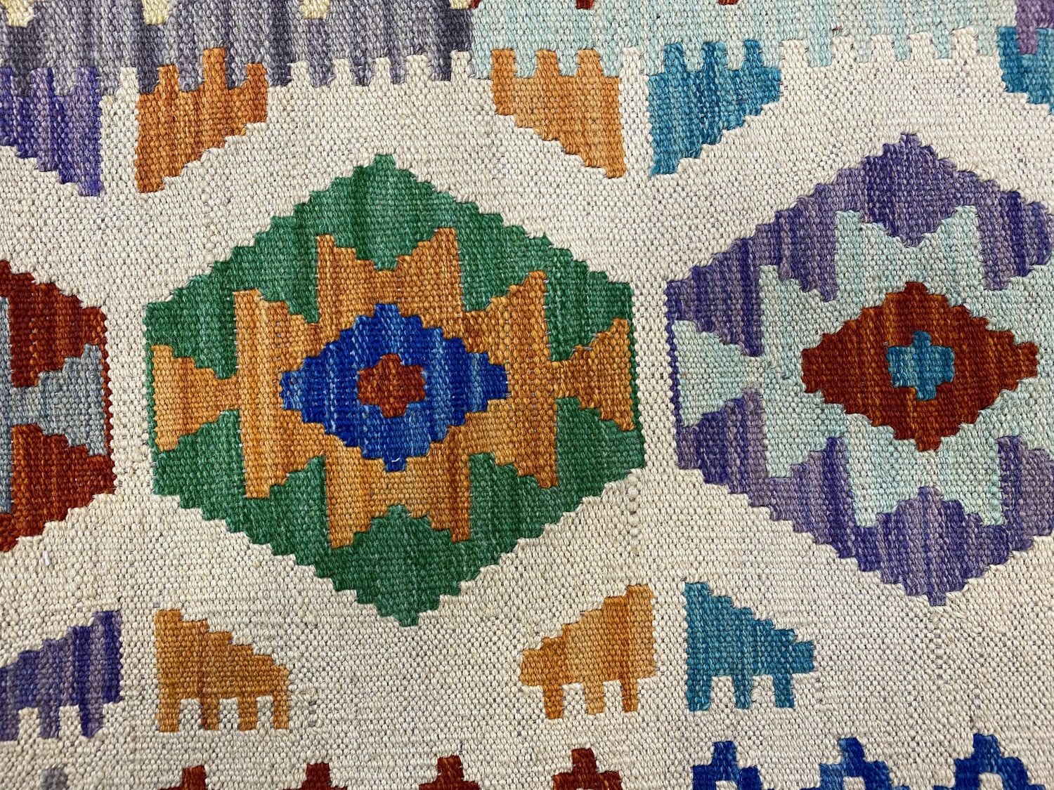 Kleurrijk Tapijt Laagpolig Handgeweven Wollen Vloerkleed - Omid Afghan Kelim 249x171cm