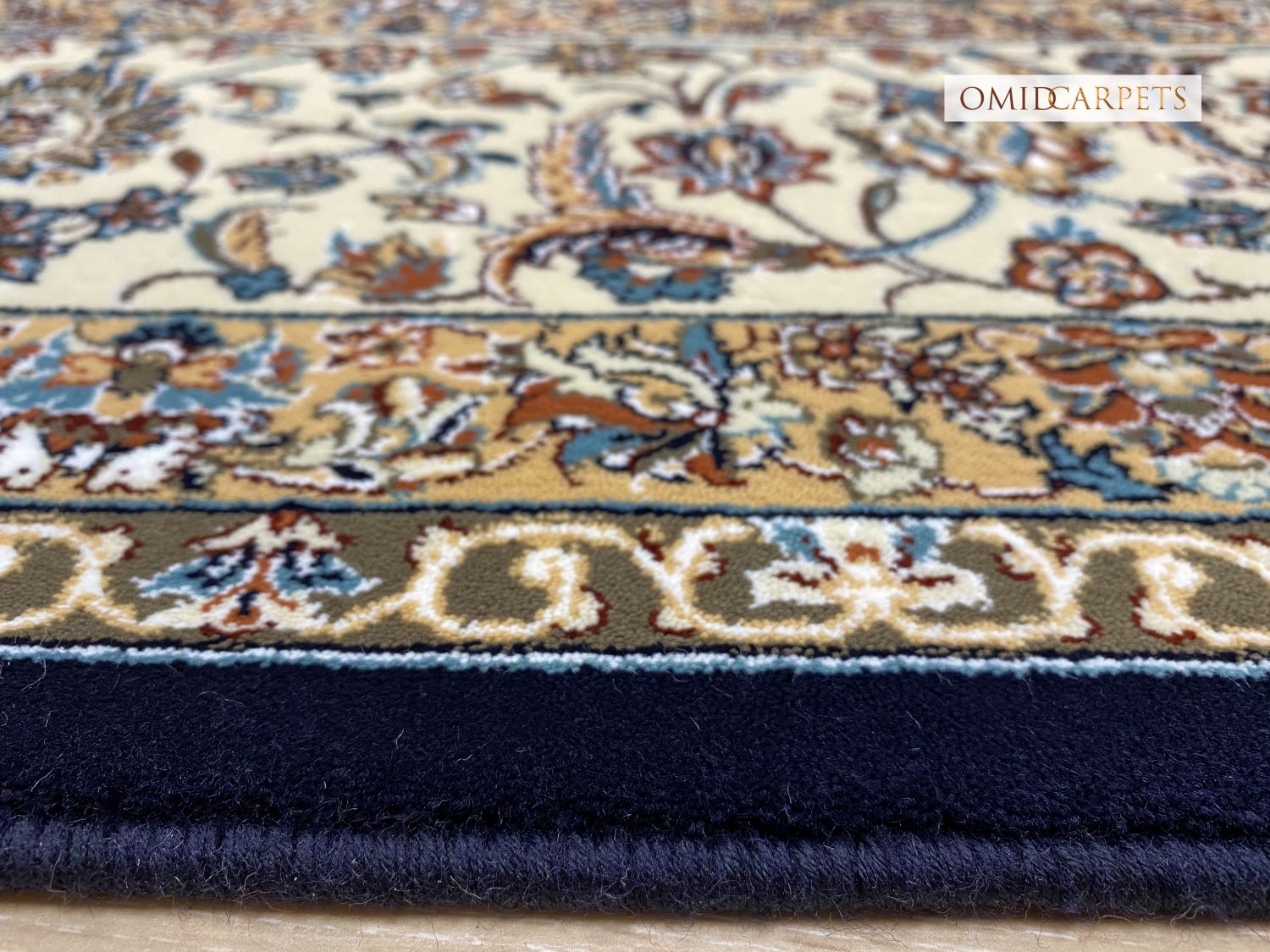 Blauw Tapijt Laagpolig Klassiek Vloerkleed - Omid Premium Classic - 1,5 Miljoen punten/m²