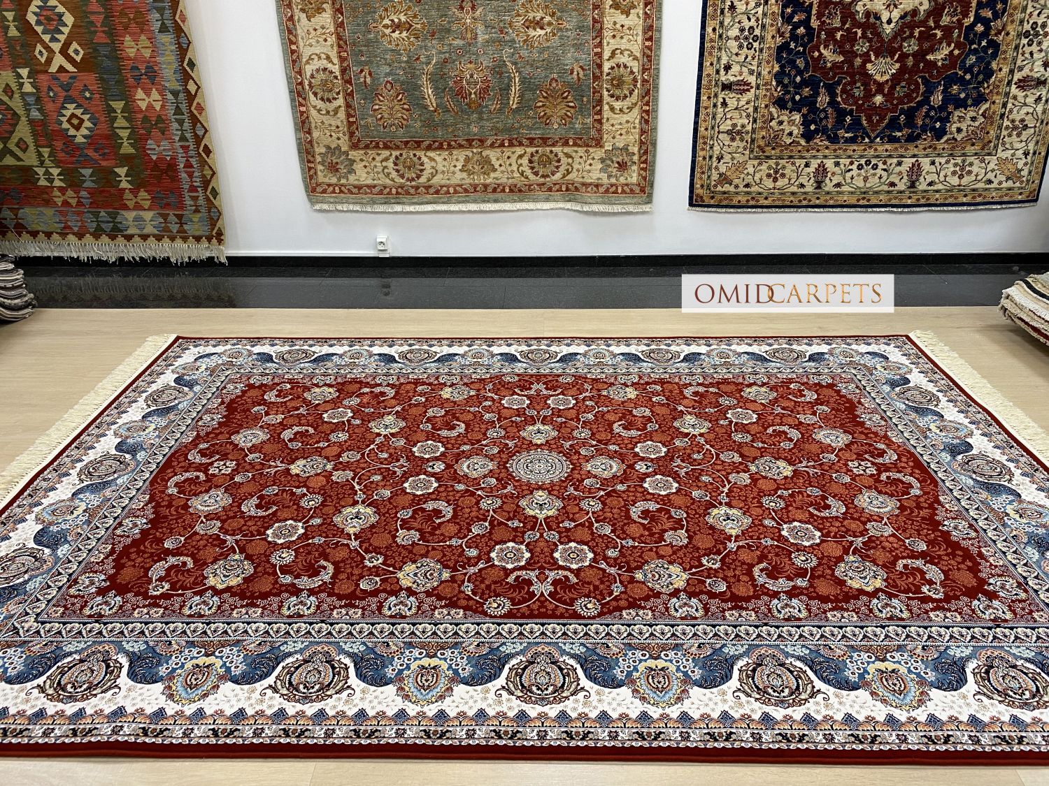 قالین 1200 شانه * Rood Tapijt Laagpolig Klassiek Vloerkleed - Omid Premium Classic Hand Look - 3 Miljoen punten/m²