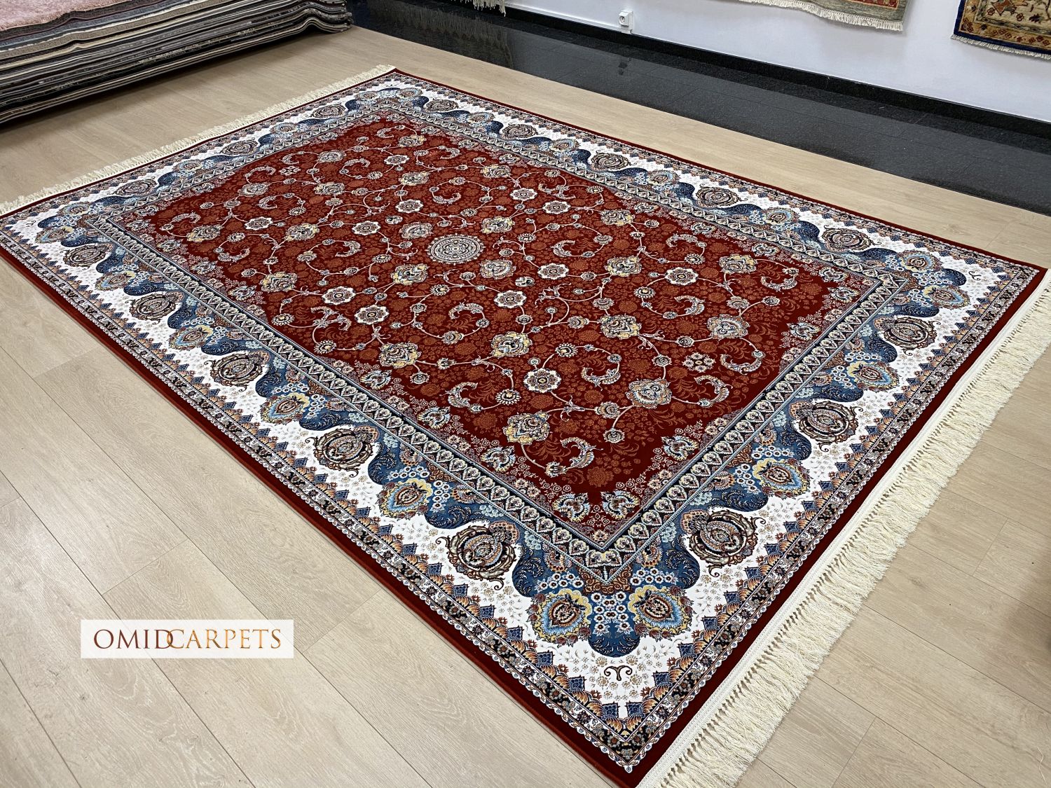 قالین 1200 شانه * Rood Tapijt Laagpolig Klassiek Vloerkleed - Omid Premium Classic Hand Look - 3 Miljoen punten/m²