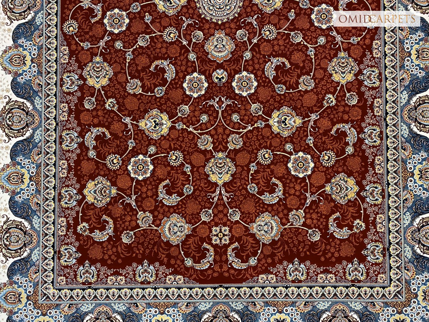 قالین 1200 شانه * Rood Tapijt Laagpolig Klassiek Vloerkleed - Omid Premium Classic Hand Look - 3 Miljoen punten/m²