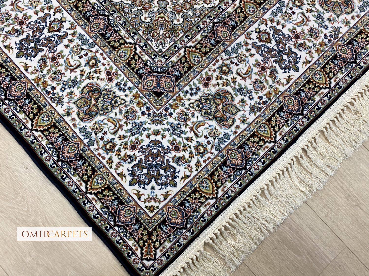 قالین 1200 شانه * Blauw Tapijt Laagpolig Klassiek Vloerkleed - Omid Premium Classic Hand Look - 3 Miljoen punten/m²