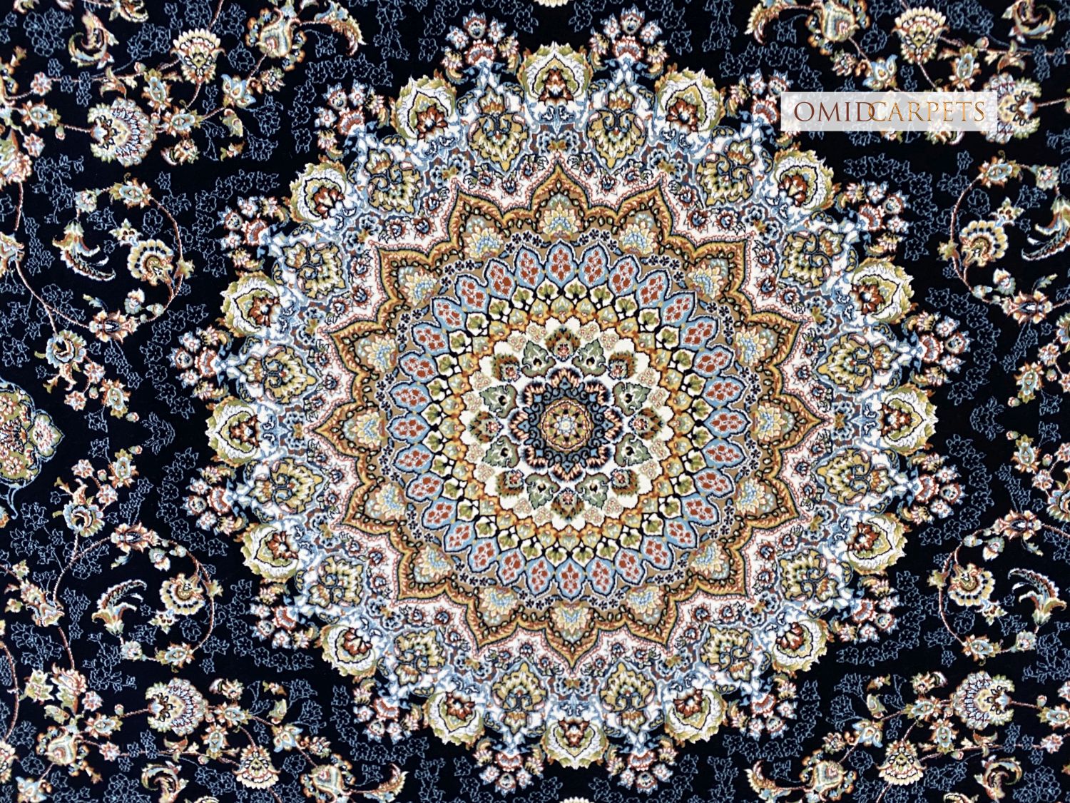 قالین 1200 شانه * Blauw Tapijt Laagpolig Klassiek Vloerkleed - Omid Premium Classic Hand Look - 3 Miljoen punten/m²