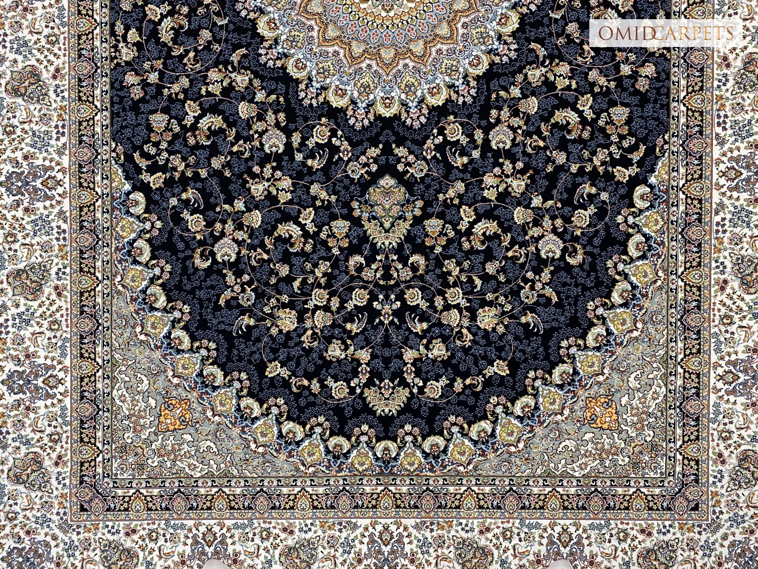 قالین 1200 شانه * Blauw Tapijt Laagpolig Klassiek Vloerkleed - Omid Premium Classic Hand Look - 3 Miljoen punten/m²