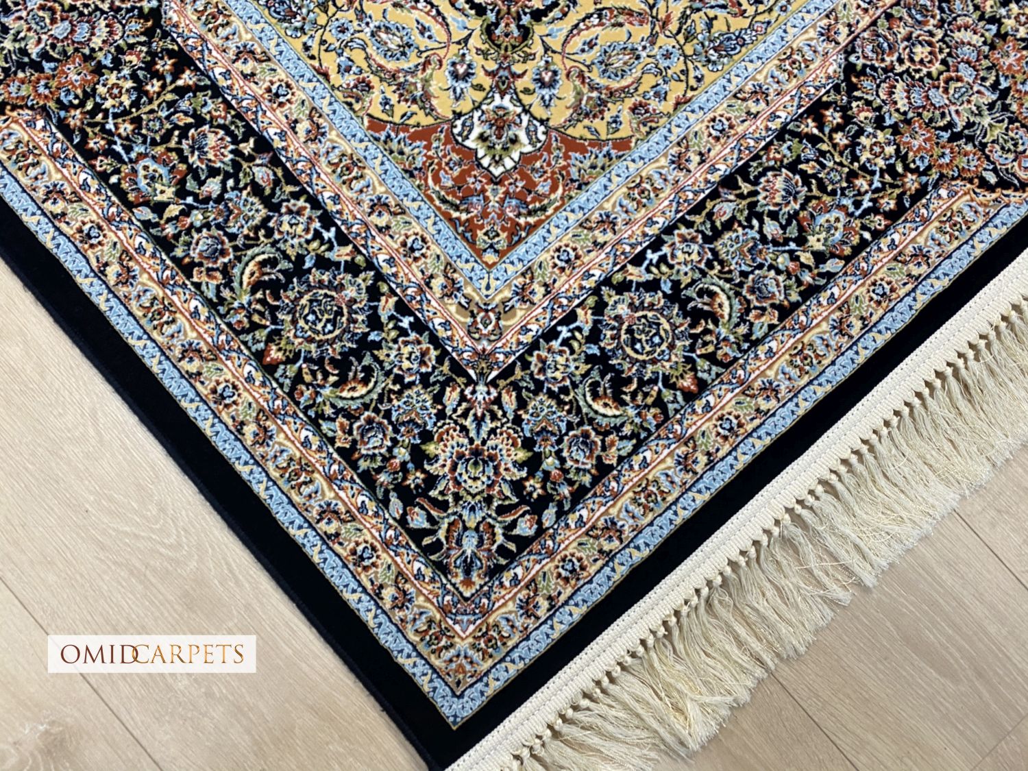 قالین 1200 شانه * Blauw Tapijt Laagpolig Klassiek Vloerkleed - Omid Premium Classic Hand Look - 3 Miljoen punten/m²