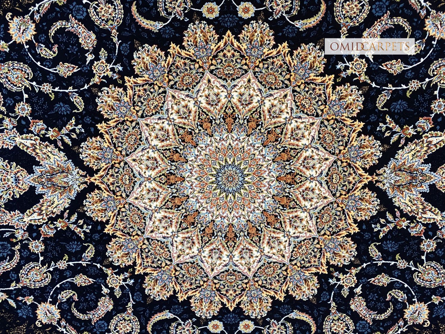 قالین 1200 شانه * Blauw Tapijt Laagpolig Klassiek Vloerkleed - Omid Premium Classic Hand Look - 3 Miljoen punten/m²