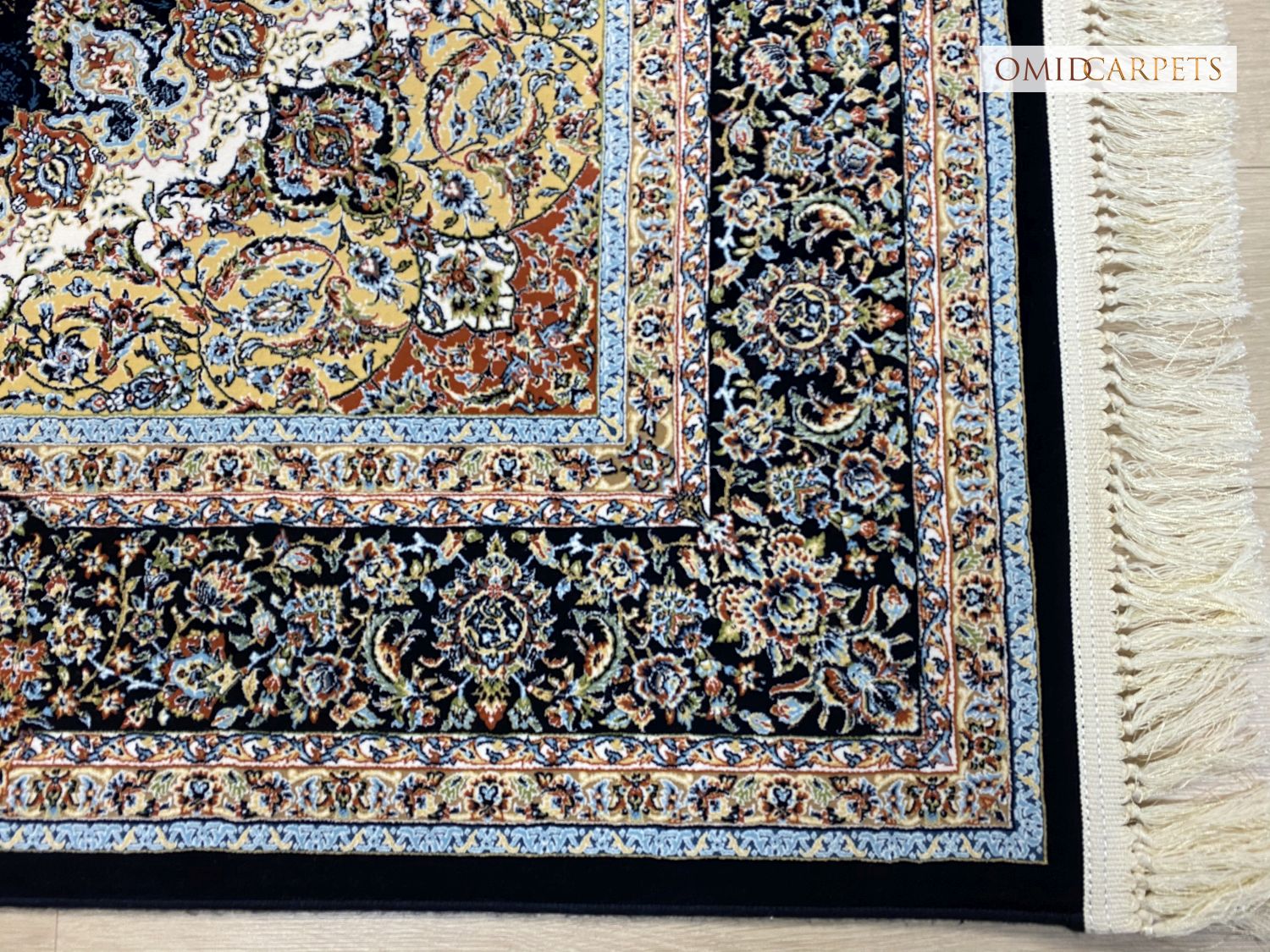 قالین 1200 شانه * Blauw Tapijt Laagpolig Klassiek Vloerkleed - Omid Premium Classic Hand Look - 3 Miljoen punten/m²