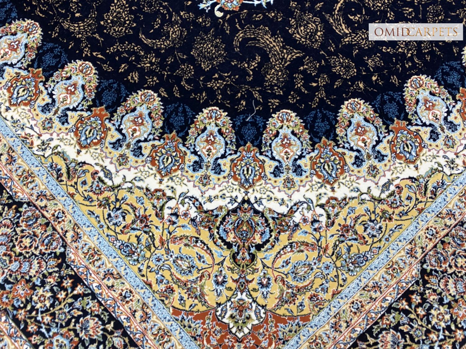 قالین 1200 شانه * Blauw Tapijt Laagpolig Klassiek Vloerkleed - Omid Premium Classic Hand Look - 3 Miljoen punten/m²