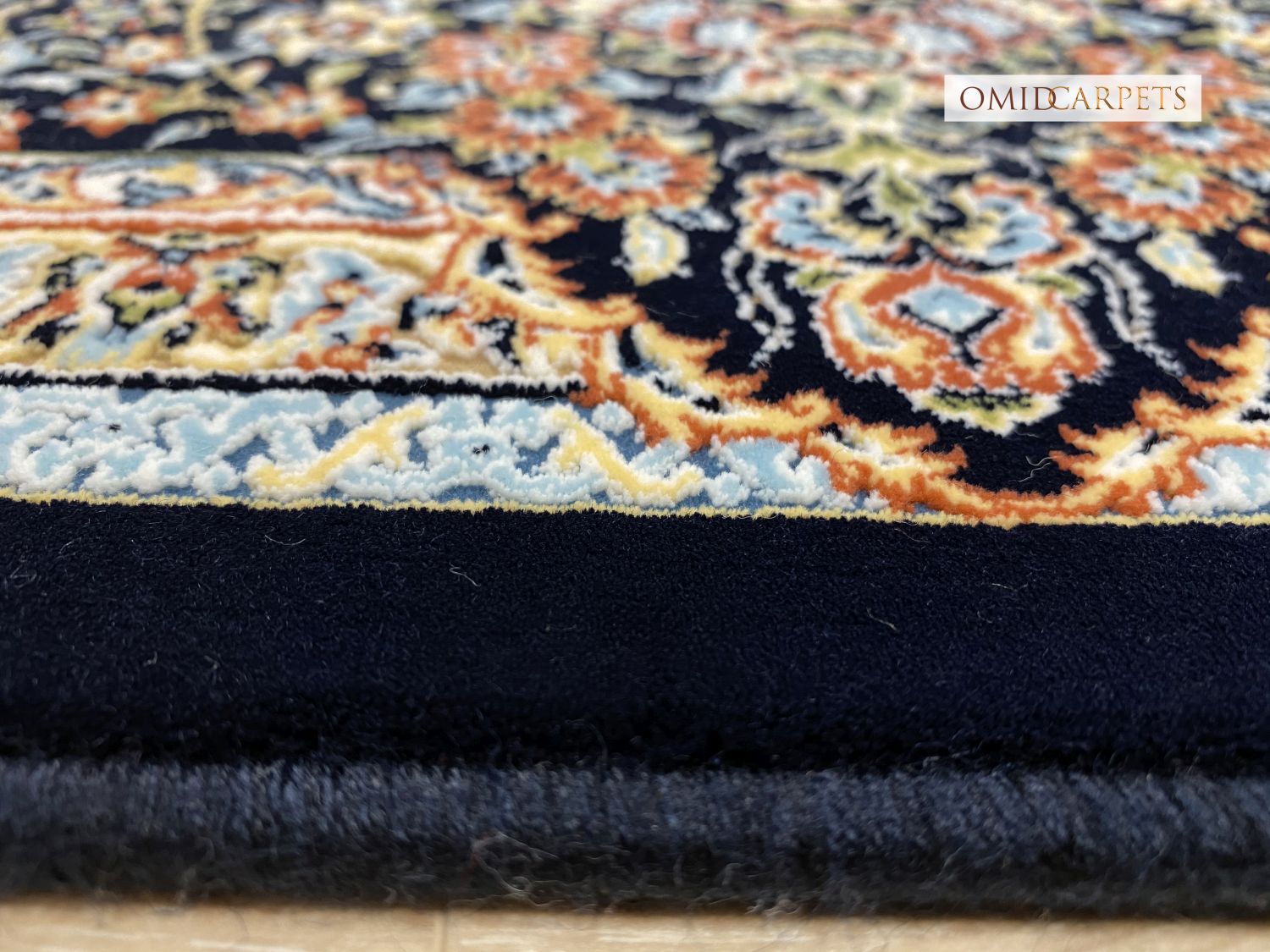 قالین 1200 شانه * Blauw Tapijt Laagpolig Klassiek Vloerkleed - Omid Premium Classic Hand Look - 3 Miljoen punten/m²