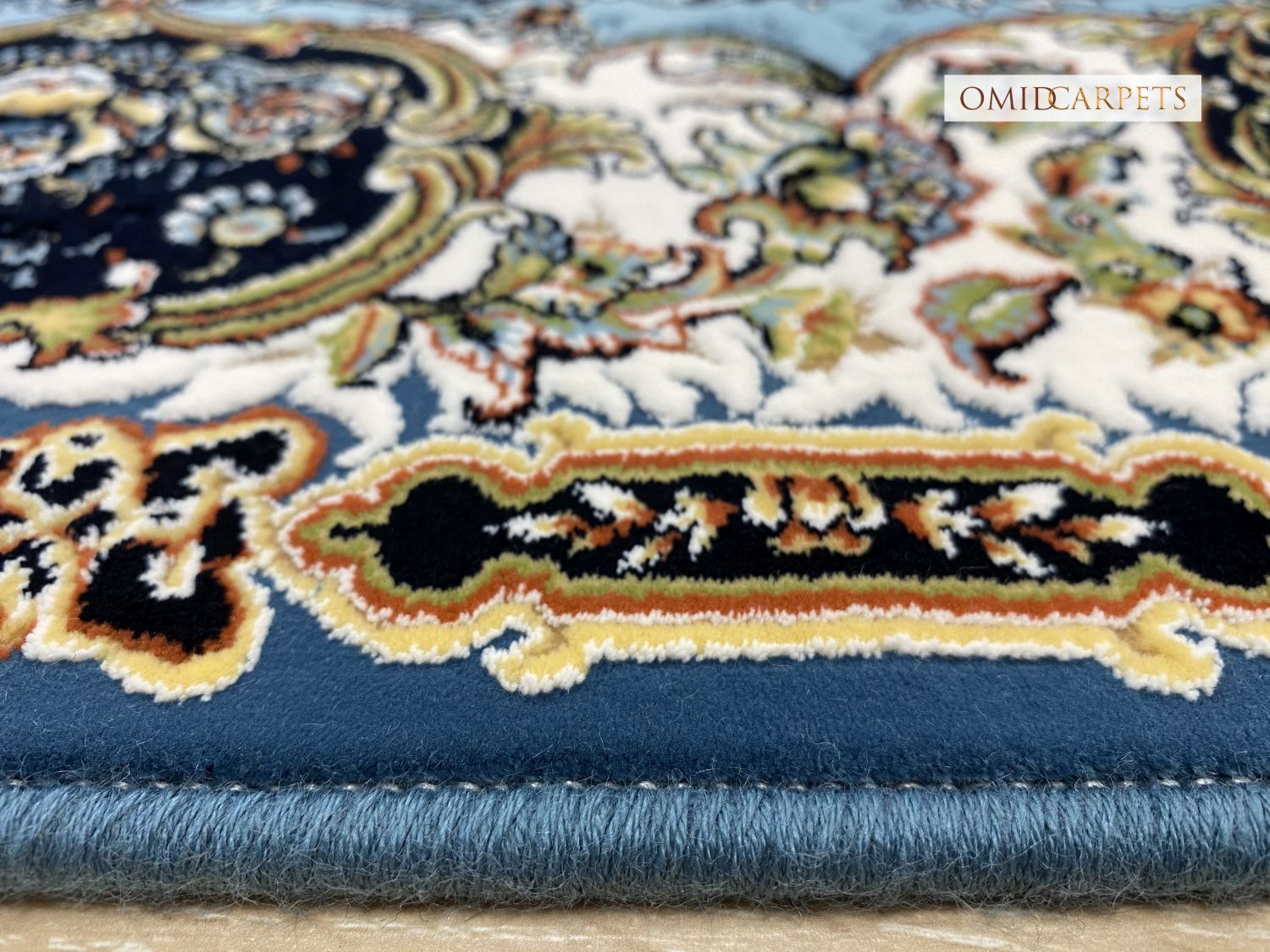 قالین 1200 شانه * Blauw Tapijt Laagpolig Klassiek Vloerkleed - Omid Premium Classic Hand Look - 3 Miljoen punten/m²