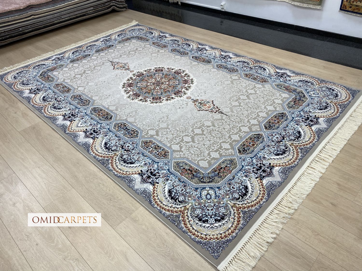 Grijs Tapijt Laagpolig Klassiek Vloerkleed - Omid Premium Classic Hand Look - 3 Miljoen punten/m²